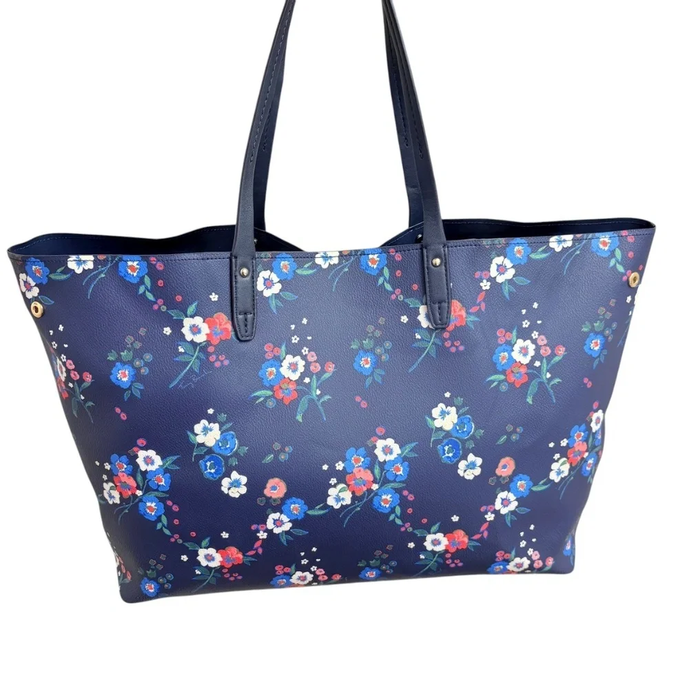 Tory Burch blue navy floral tote bag